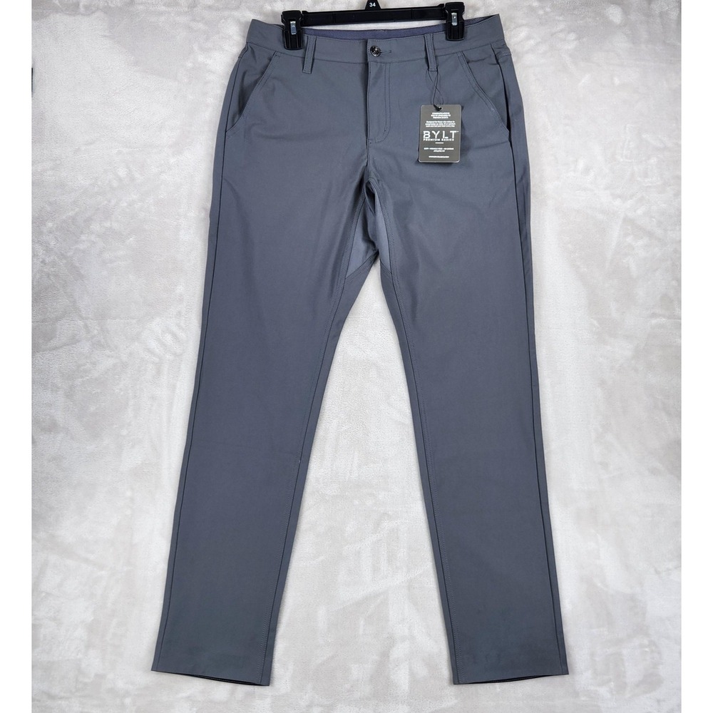 BYLT Premium‎ Basics Pants Mens 34x30 Gray Everyday Athletic Fit Chino Casual